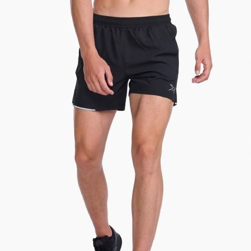 2XU Mens Aero 5 Inch Shorts Black/Silver Reflective