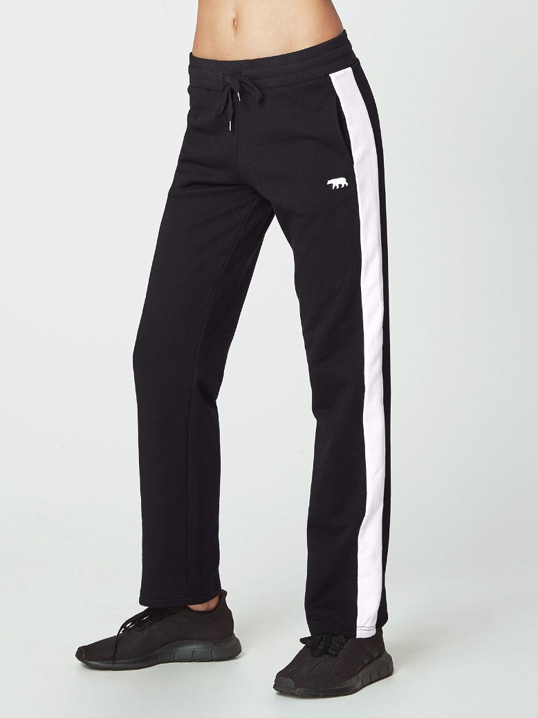 Running Bare Womens Earn Your Stripes Sweat Pant Black/White