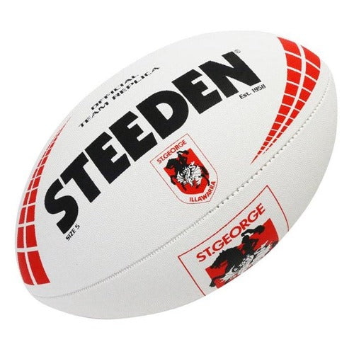 Steeden NRL Team Supporter Ball White Size 5 Dragons