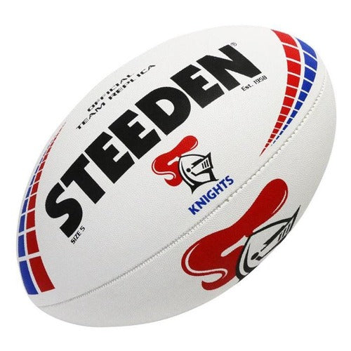 Steeden NRL Team Supporter Ball White Size 5 Knights