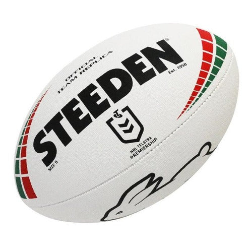 Steeden NRL Team Supporter Ball White Size 5 Rabbitohs