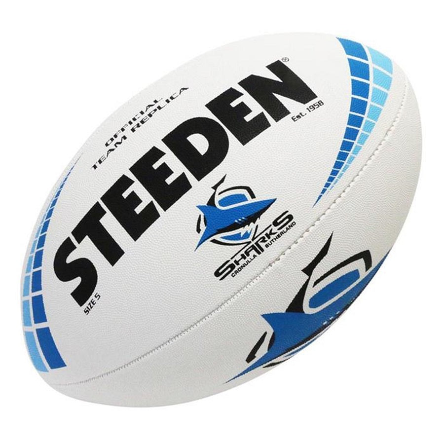 Steeden NRL Team Supporter Ball White Size 5 Sharks