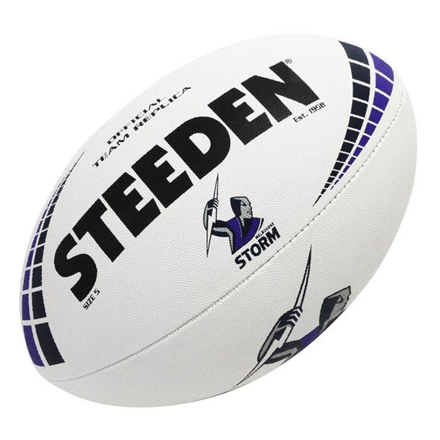 Steeden NRL Team Supporter Ball White Size 5 Storm