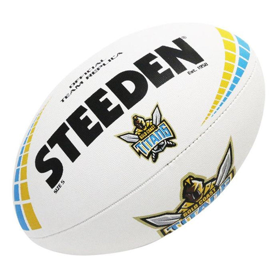 Steeden NRL Team Supporter Ball White Size 5 Titans