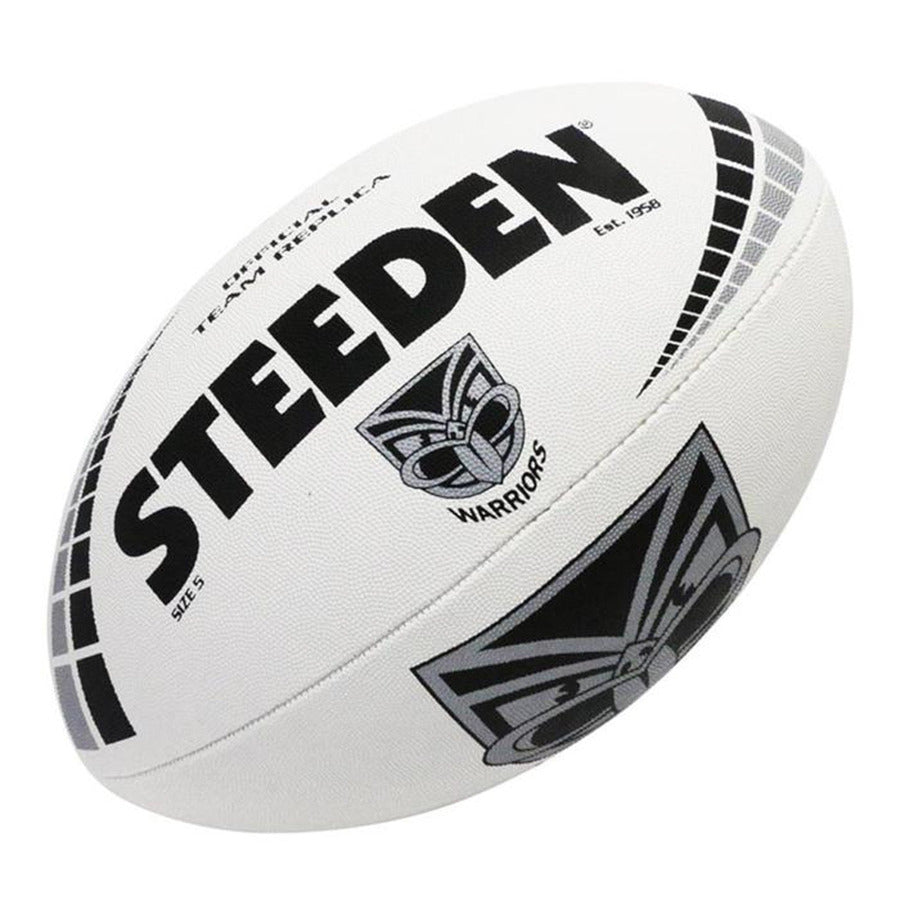 Steeden NRL Team Supporter Ball White Size 5 Warriors