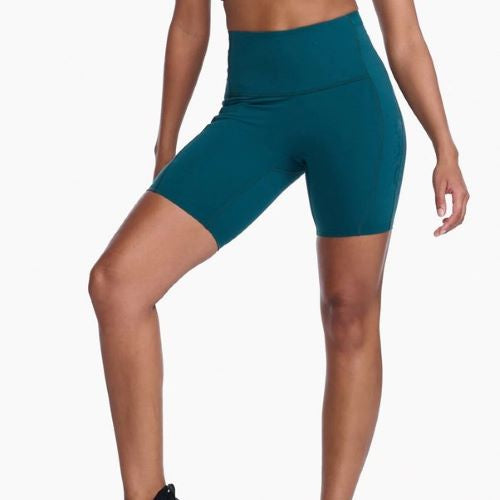 2XU Womens Form Stash Hi Rise Bike Short Deep Jade