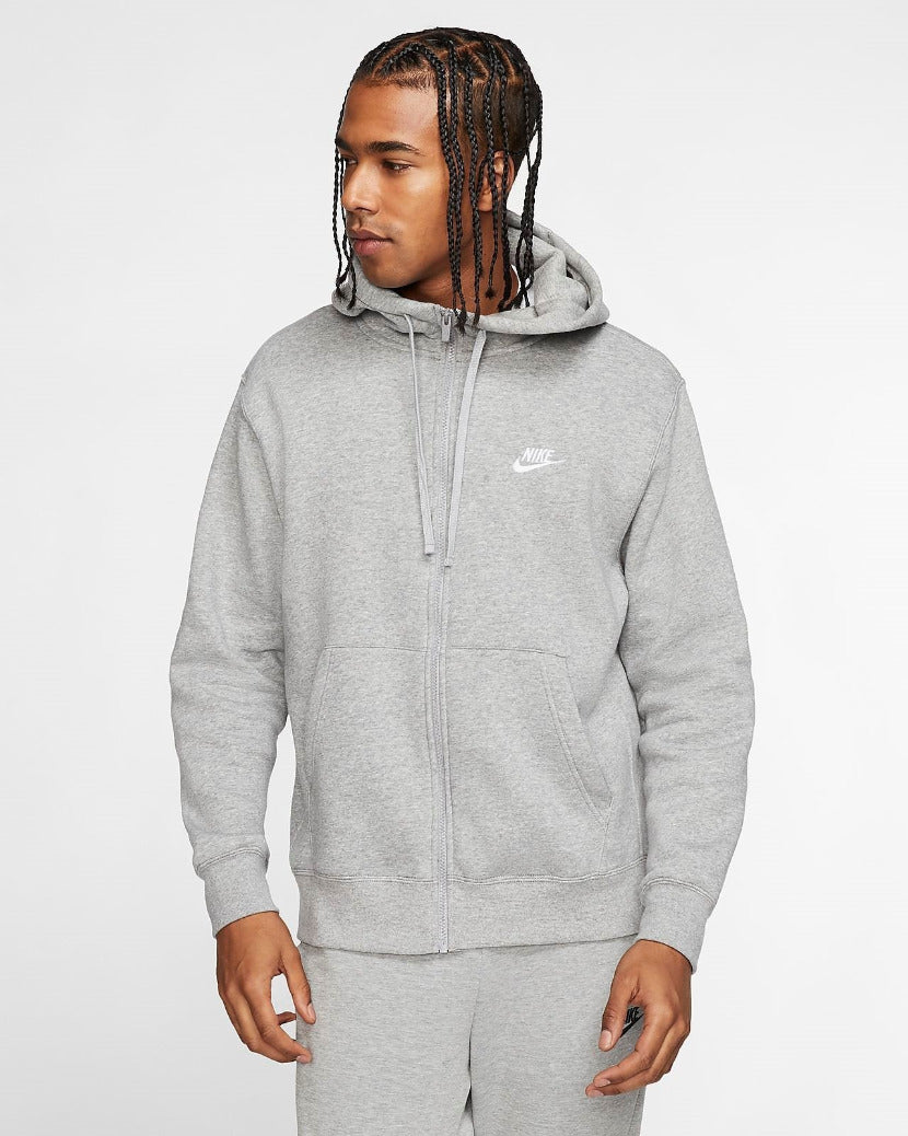 Nike Mens Club Hooded Jacket Grey Heather/White