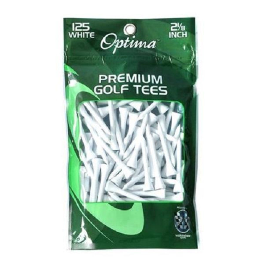 Optima Wood White 2/18 Golf Tees 125 Pack